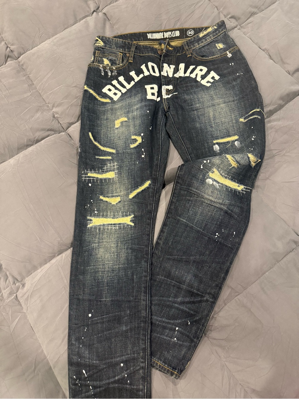Billionaire Boys Club Distressed Dark Wash Slim Straight Jeans - Picture 3 of 5